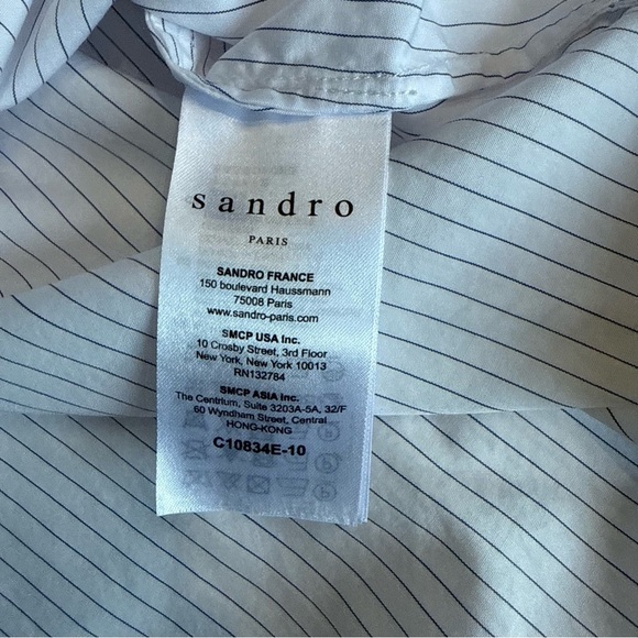 Sandro White Striped Button Down Shirt - Picture 8 of 10